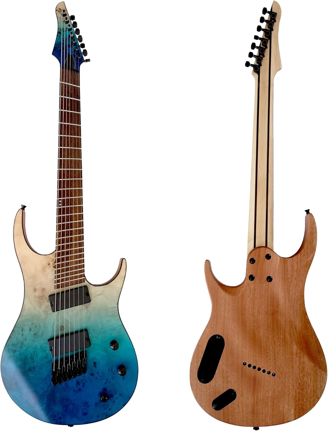 Generation Pro Hand Made Fanned Fret 7 String Electric Guitar, 8 String Guitar with Stainless Steel, FretQuilt Maple Top (7 string)