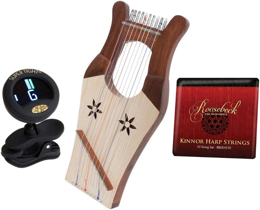 Mini Kinnor King Davids Harp Light Renaissance W/Gig Bag & Tuning Tool, Kinnor Harp Replacement String Set & Snark Clip-On Chromatic Tuner
