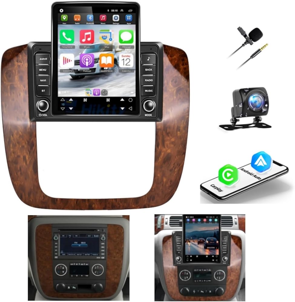 Wireless Carplay Radio for Chevy Silverado Chevrolet GMC 2006-2014-9.7’’ Touch Screen Upgrade for Silverado Car Stereo Bluetooth, EQ, FM, Wireless Android Auto, GPS, WiFi, SWC, Mic, Backup Cam