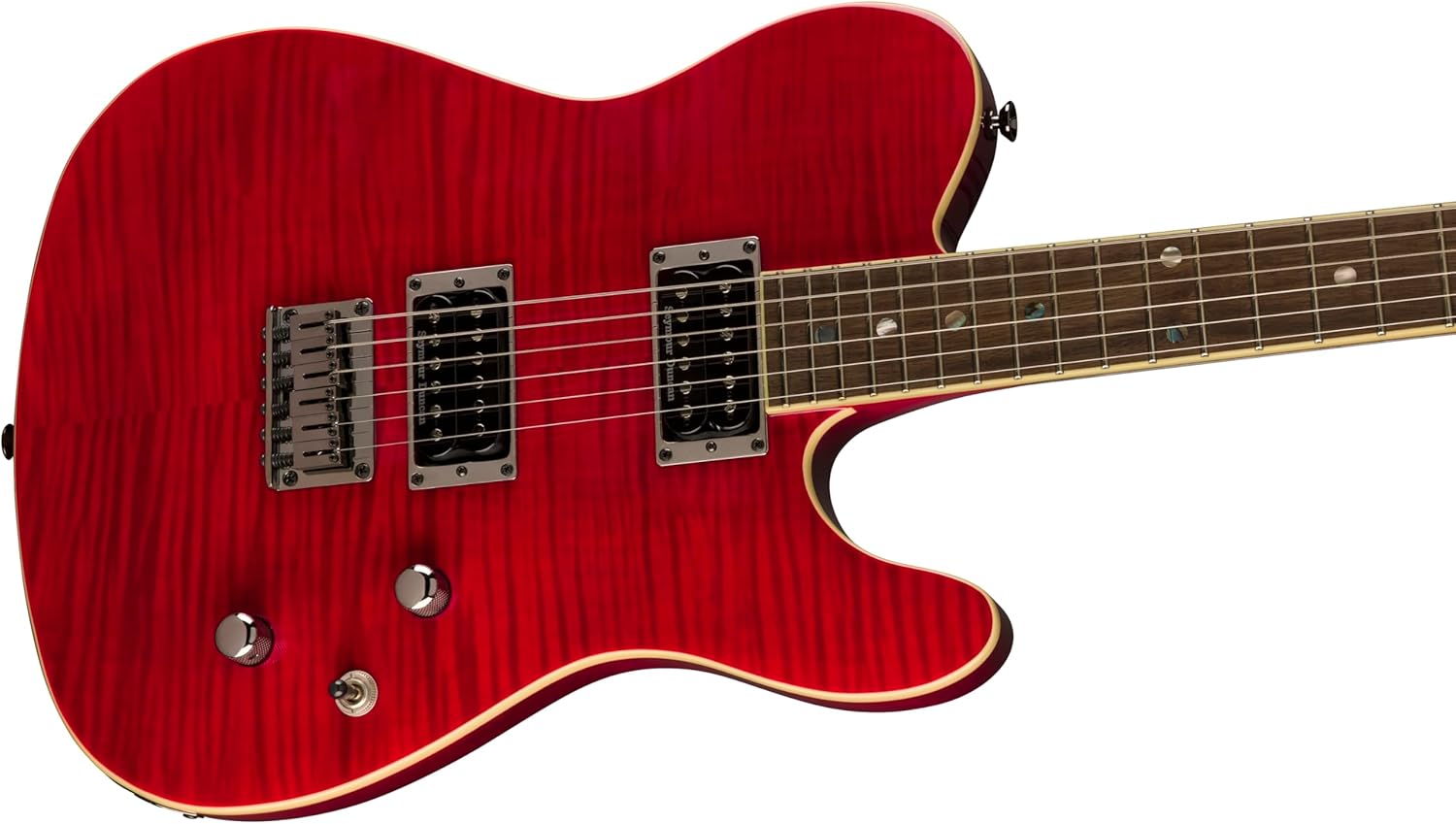 Fender Custom Telecaster FMT HH Electric Guitar, Features Seymour Duncan '59/Pearly Gates Humbuckers with Coil Tap, with 2-Year Warranty, Crimson Red Transparent