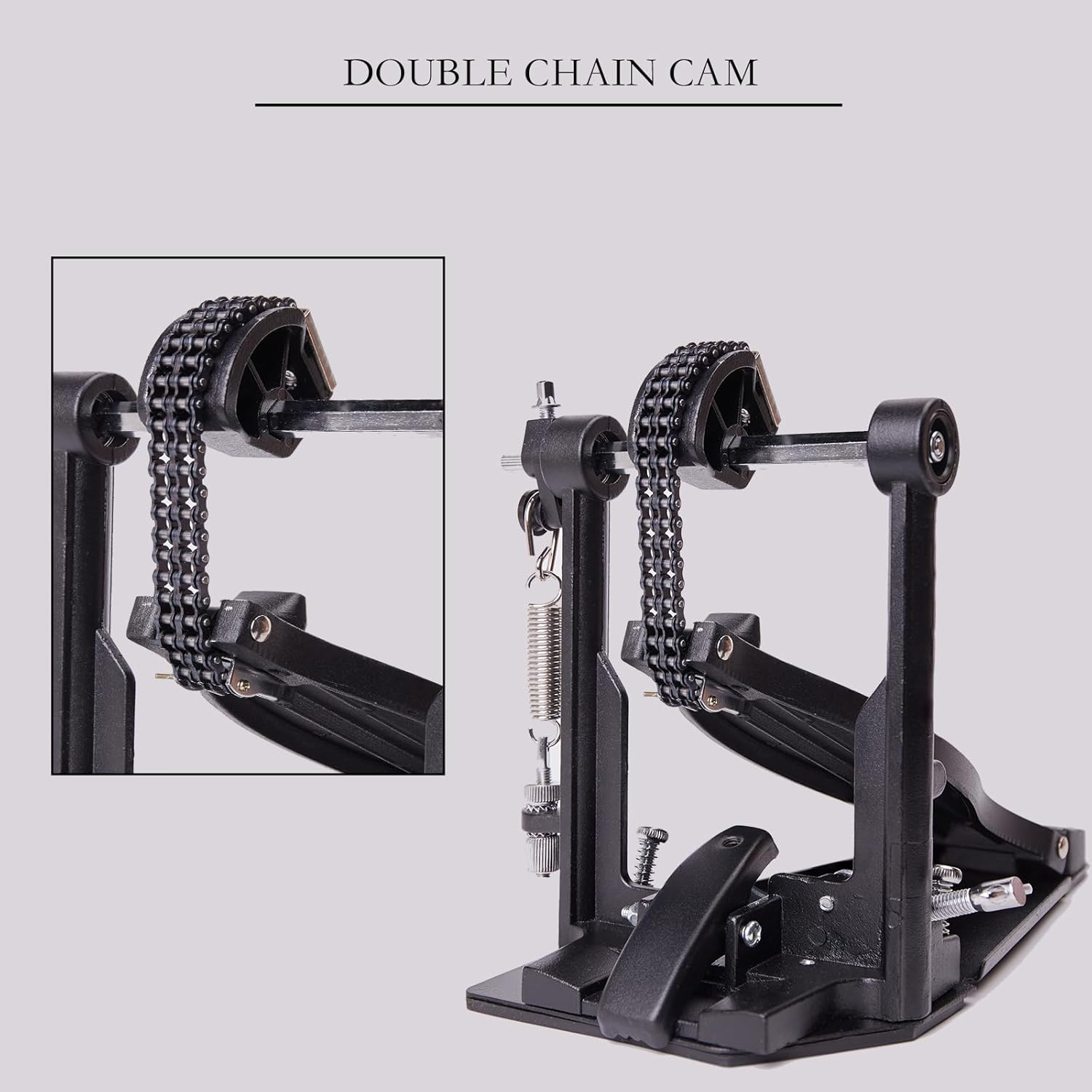 Bass Drum Pedal，Double Bass Drum Pedal，Double Chain Drum Kick Pedal Suitable for Electric Drum Set or Acoustic Drum Kit.