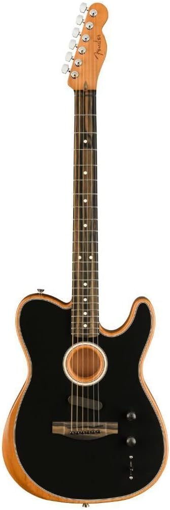 Fender American Acoustasonic Telecaster Acoustic Electric Guitar, with 2-Year Warranty, Black, Ebony Fingerboard, with Gig Bag