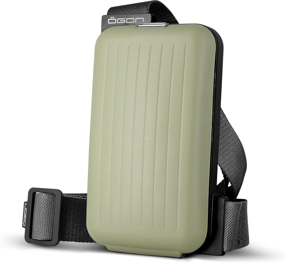 ÖGON -DESIGNS- Practical and Stylish Aluminum Belt Bag with Integrated Wallet, Phone Slot, RFID Protection Against Fraud and demagnetization, Phone Bag Model
