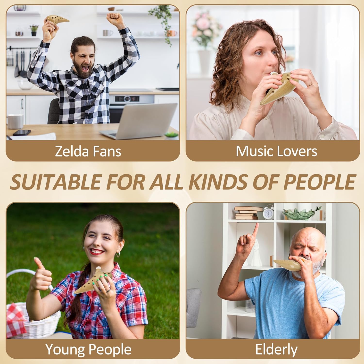 12 Hole Wooden Ocarina Alto C Maple Wood Legend Zelda,Tenor C Ocarina, Gift Idea for Zelda Fans