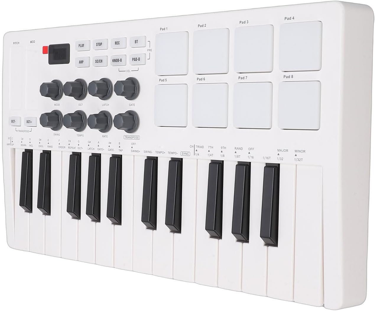 LiebeWH 25 Key MIDI Keyboard Controller Portable Music Production with 8 RGB Pads Connectivity for Computer Recording