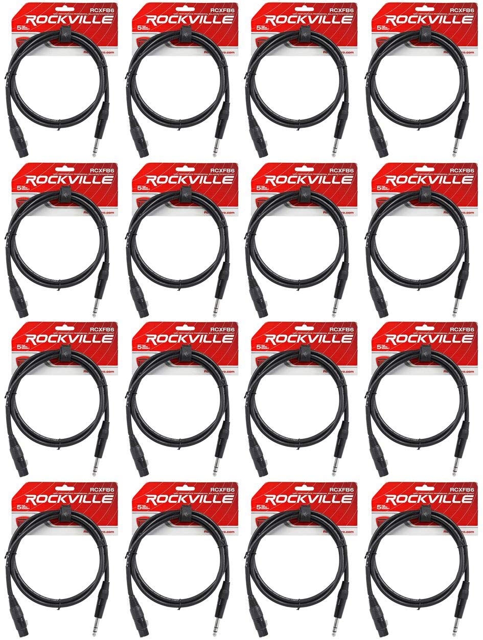 Rockville (16 RCXFB6B 6' Female XLR to 1/4'' TRS Cable Black, 100% Copper