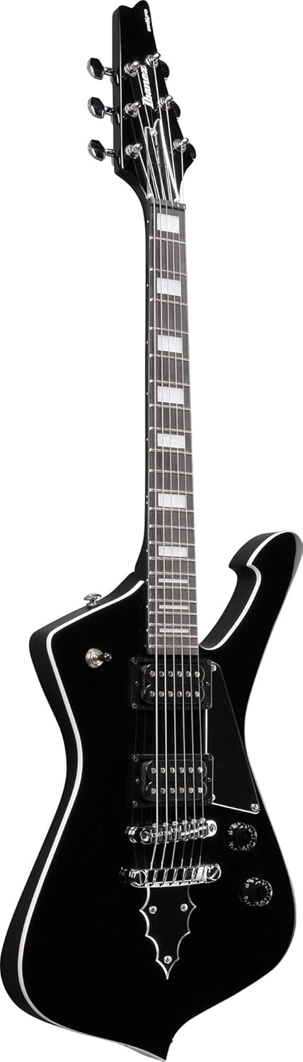 Ibanez PSM10 Paul Stanley miKro Short Scale Electric Guitar - Black Bundle with Amplifier, Tuner, Cable, Picks, Austin Bazaar Instructional Video, and Polishing Cloth