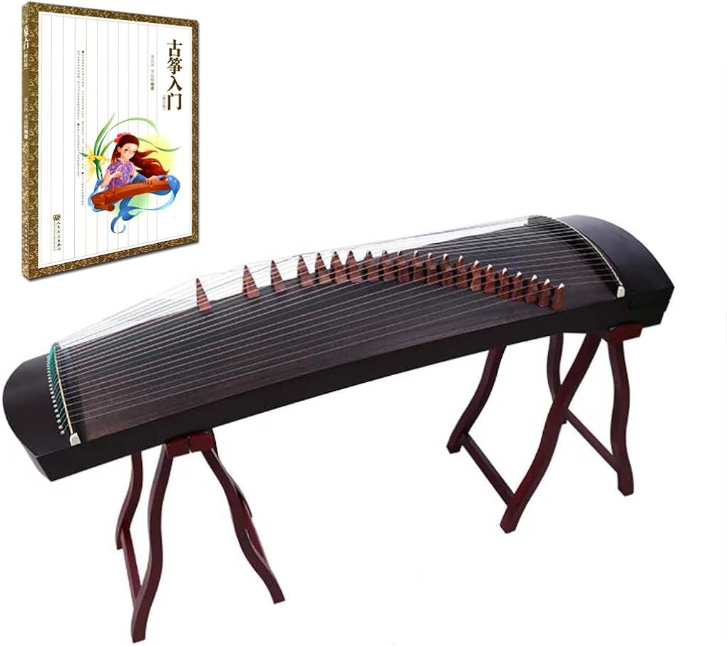 OrientalMusicSanctuary Professional Black Sandalwood Travel Guzheng - INCLUDES COMPREHENSIVE TUTORIAL BOOK AND ETUDES