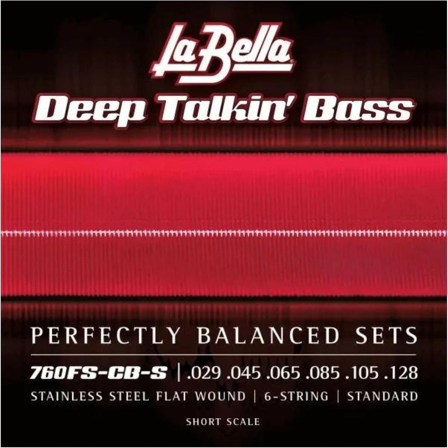 La Bella 760FS-CB-S Deep Talkin' Stainless Steel Flat Wound- Standard, Short Scale Guitar String 29-128