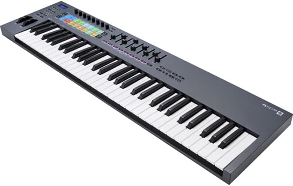 Novation FLkey 61 USB MIDI Keyboard Controller for FL Studio (61-Key) Bundle with Kaces Stretchy Keyboard Dust Cover and Hosa Mid-310 Midi cable 10'