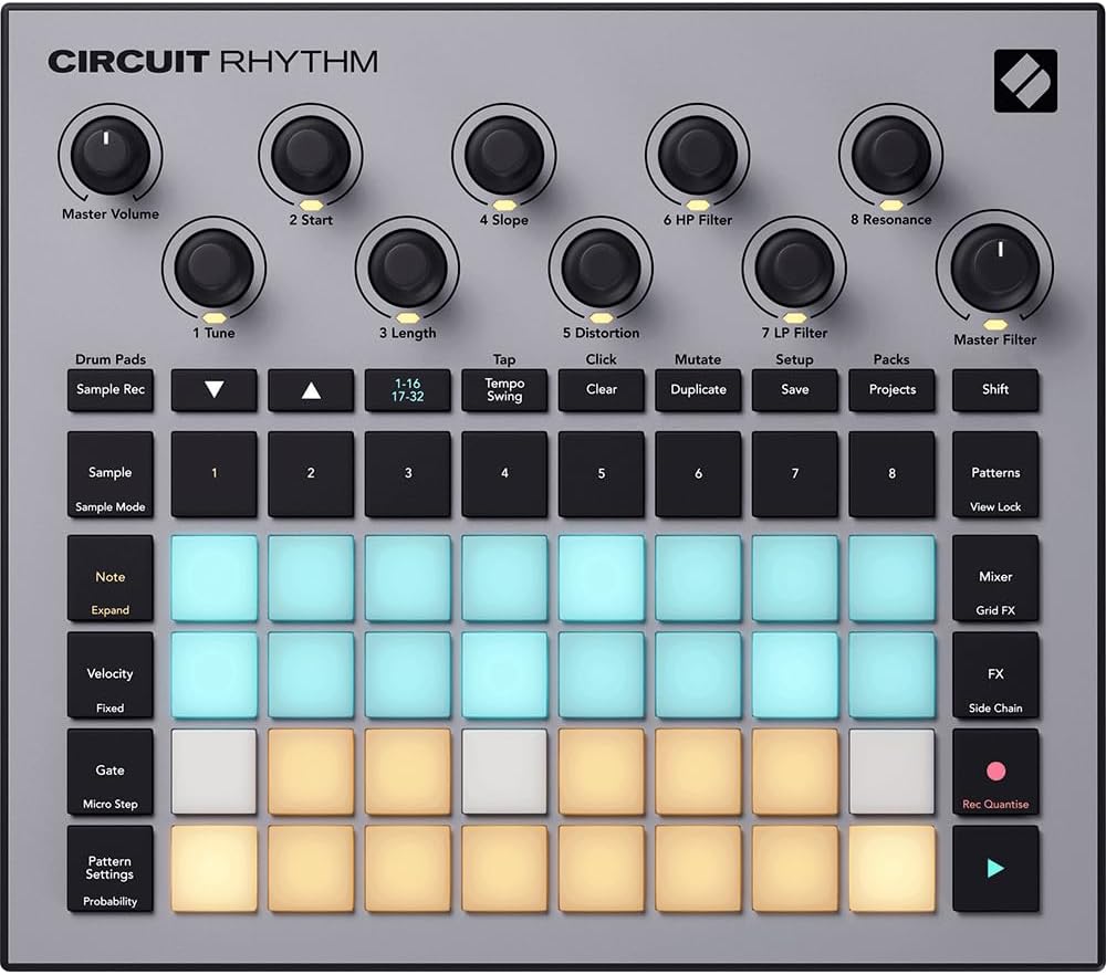 Novation AMS-CIRCUIT-RHYTHM Circuit Rhythm Sampler and Groovebox with 8 Sample Tracks and Sequencer Bundle with 2 YR CPS Enhanced Protection Pack
