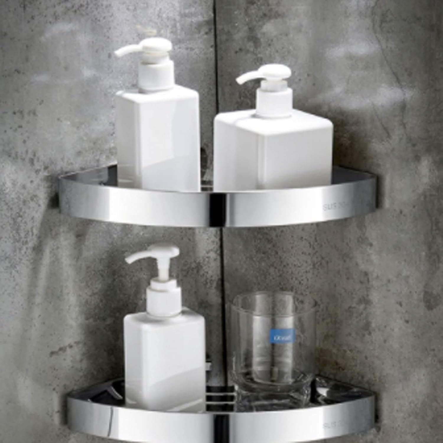 Pot and Pan Organizer Bathroom Shower Corner Shelf SUS 304 Stainless Steel Shower Caddy Wall Mount Triangular Bathroom Floating Shelves with Hooks