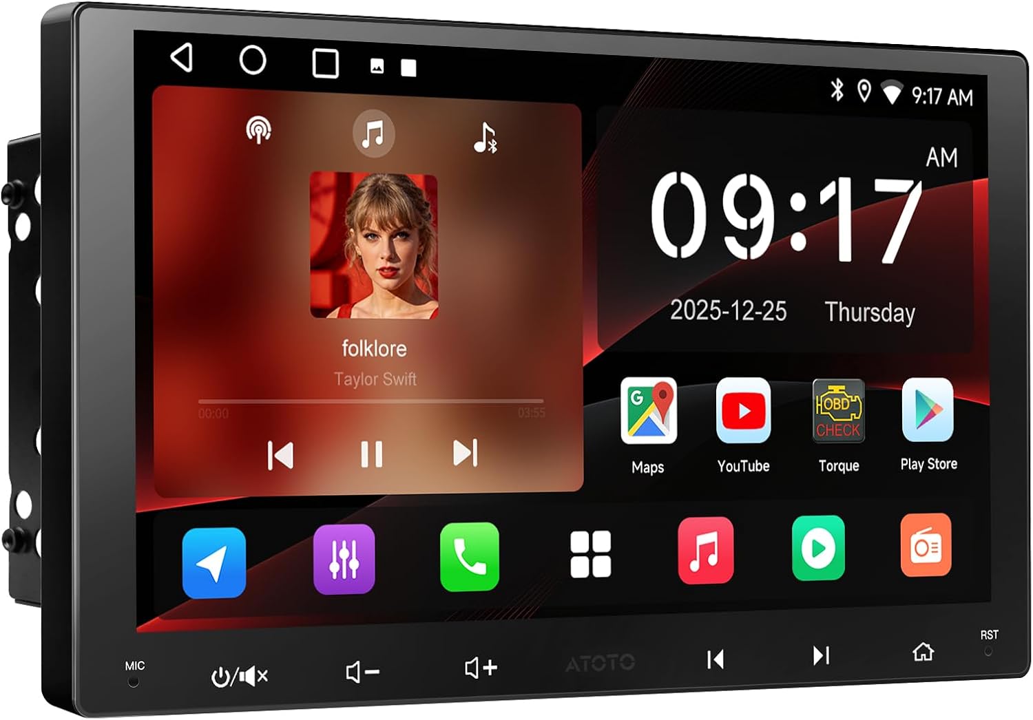 9 Inch Android Double Din Car Stereo Wireless CarPlay&Android Auto, AI-Powered Car Radio with GPS Tracking, Wi-Fi/Bluetooth/USB, 24B EQ&DSP, Mirror Link, AM/FM, A5LG209T