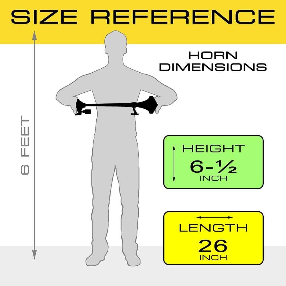 Vixen Horns Train Horn for Boat/Truck/Car. Air Horn Waterproof Black Single Trumpet + Cover. Super Loud dB. Marine Grade Finish. Fits 12v Vehicles like Semi/Pickup/Jeep/SUV VXH1168B
