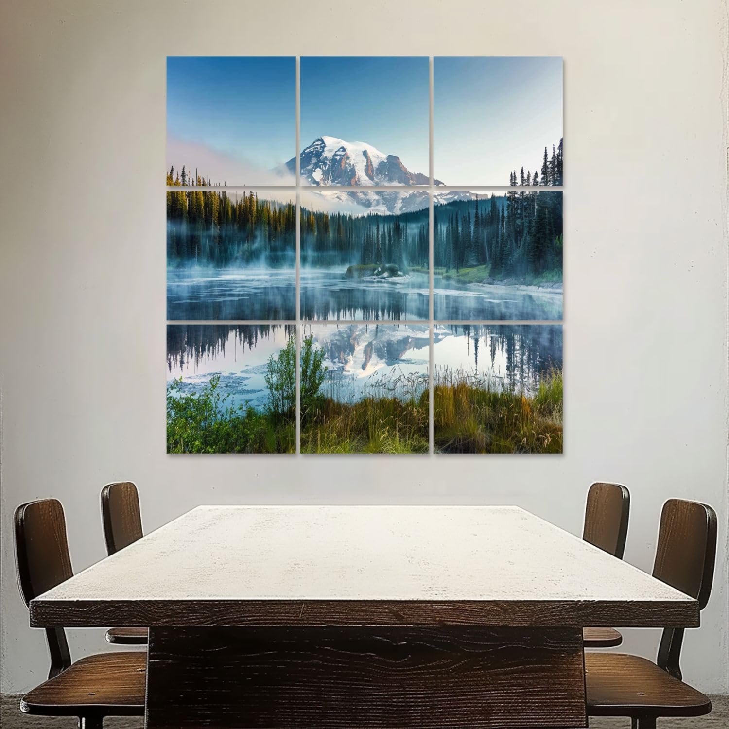 Art Acoustic Panels Self Adhesive Scenic view Mount Rainier reflected across reflection lakes 9 Packs Decorative Soundproof Wall Panels Large Sound Absorbing Panels for Home Office 60