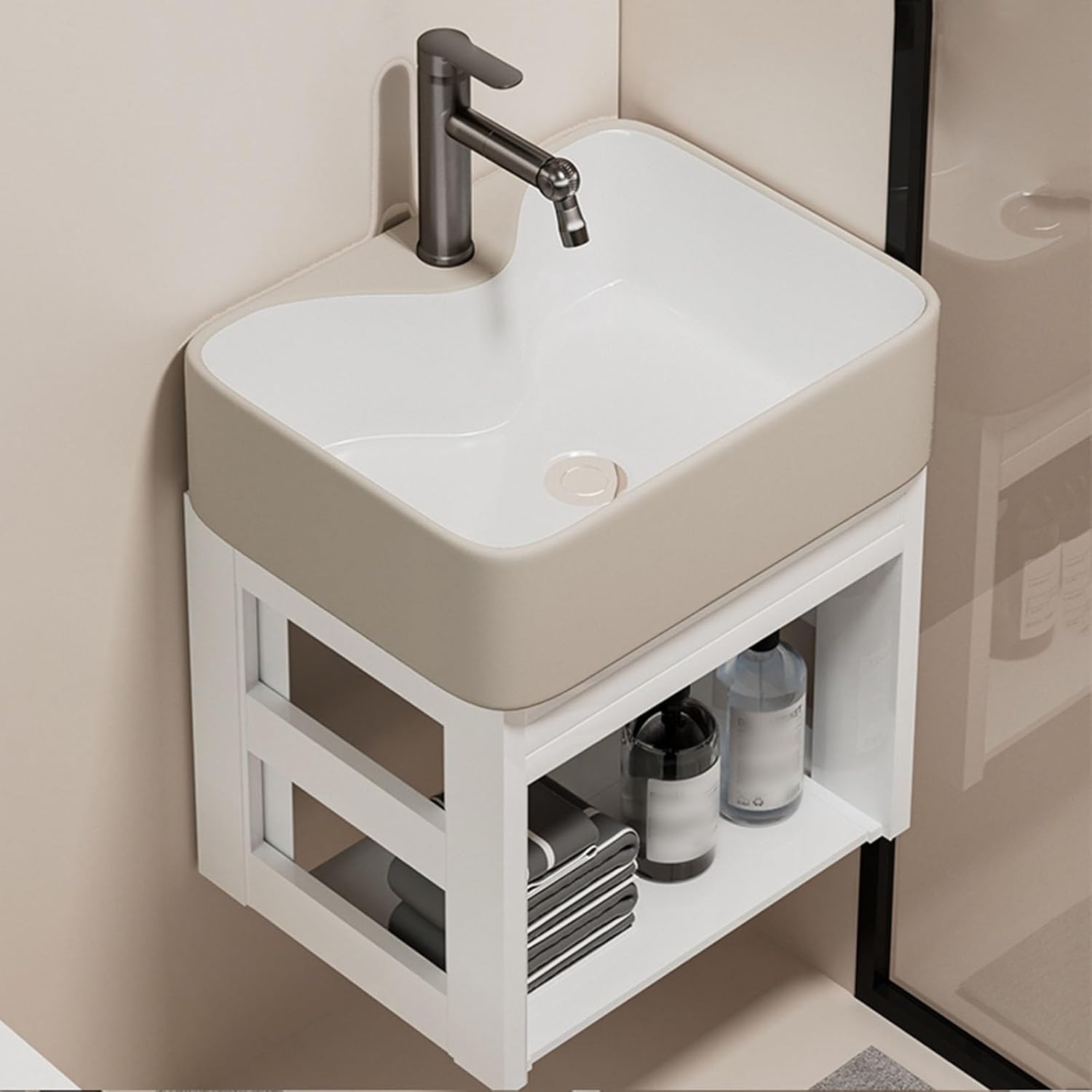 Utility Sink Small Wall Mount Corner Sink Modern Bathroom Vessel Sink Corner Mounted Corner Bathroom Vanity Sink Wall Mount Bathroom Sinks Corner Sink Vanity With Cold And Hot Water Pipe Fauc