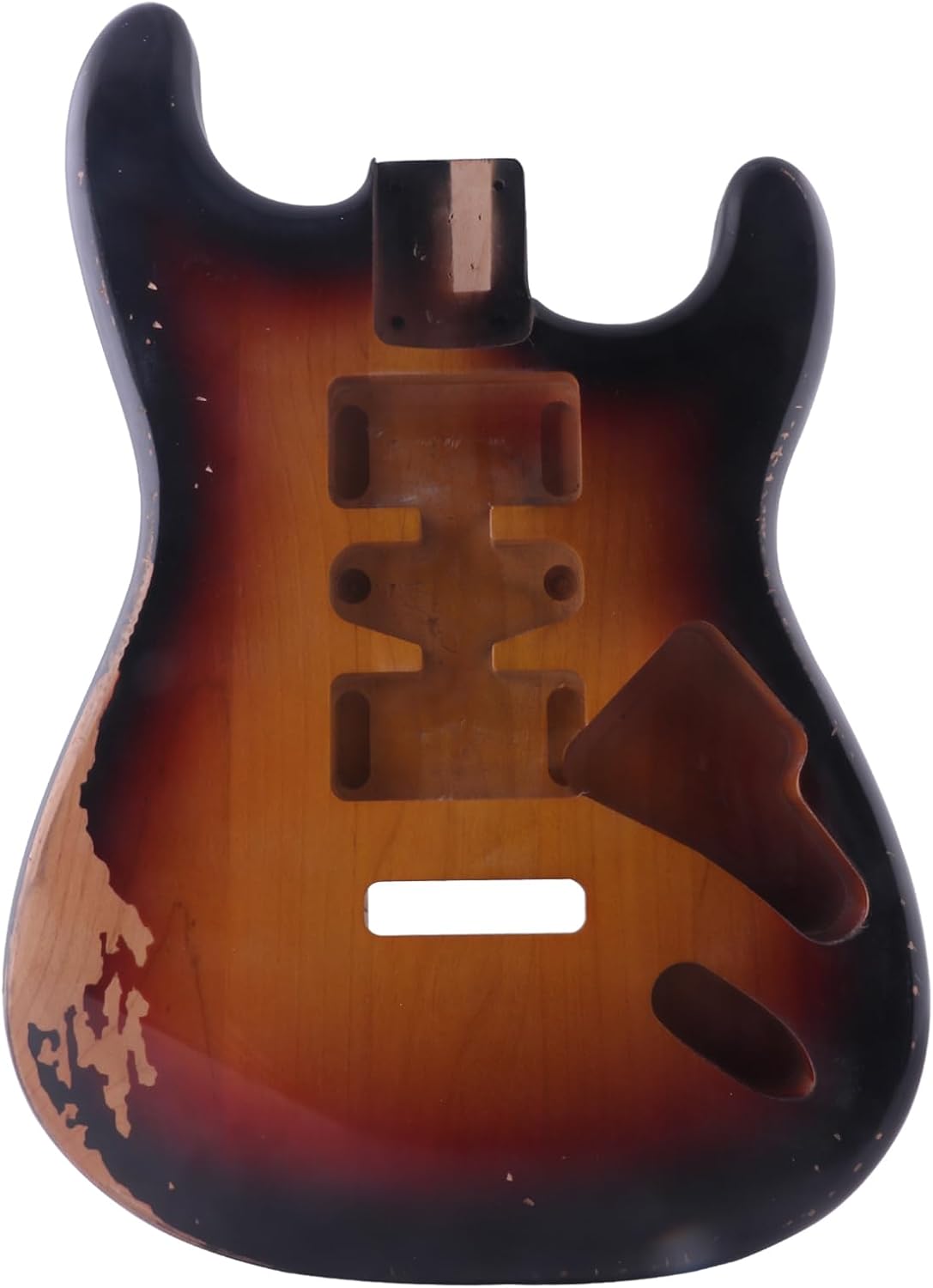 Sunsmile Relic Electric Guitar Body Nitro Top Alder Wood ST Style DIY Guitar Body H-S-H Route 3 Tone Sunburst Relic.