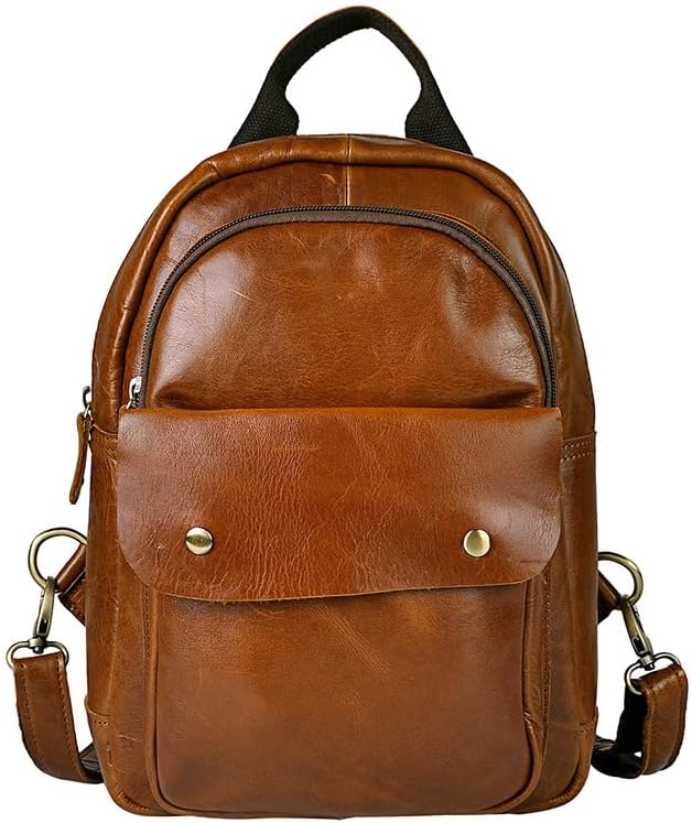 Genuine Leather Sling Bag Retro Crossbody Backpack Handmade Vintage Shoulder Daypack Fanny Pack Purse Gift Box (Brown)