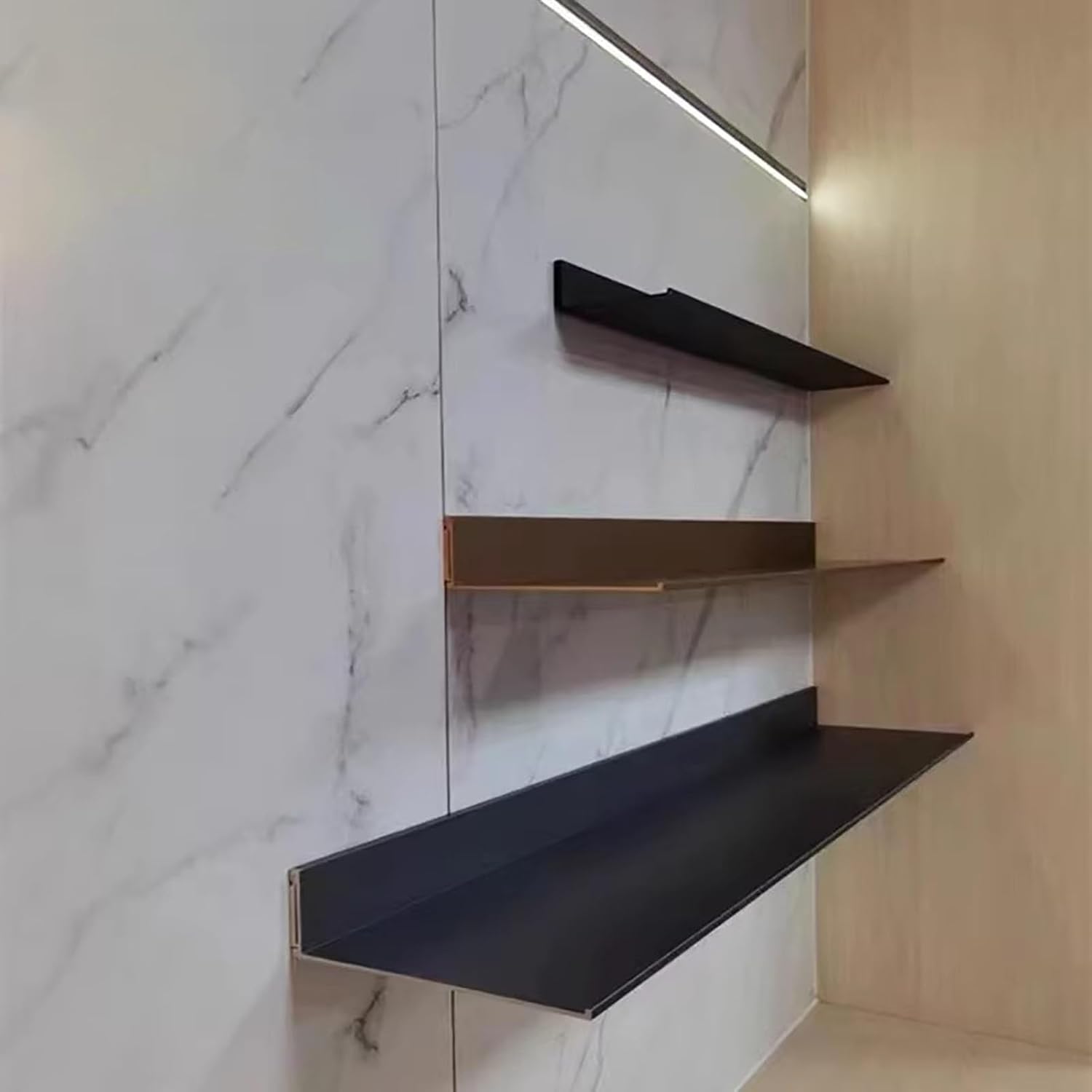 Aluminum Alloy Display Stands,Floating Shelves Wall Mounted, L-Shape Display Picture Ledge Shelf,Creative Metal Display Shelves for Plant Shelf or Bookshelf ( Color : Gold , Size : 120cm/47.24in )