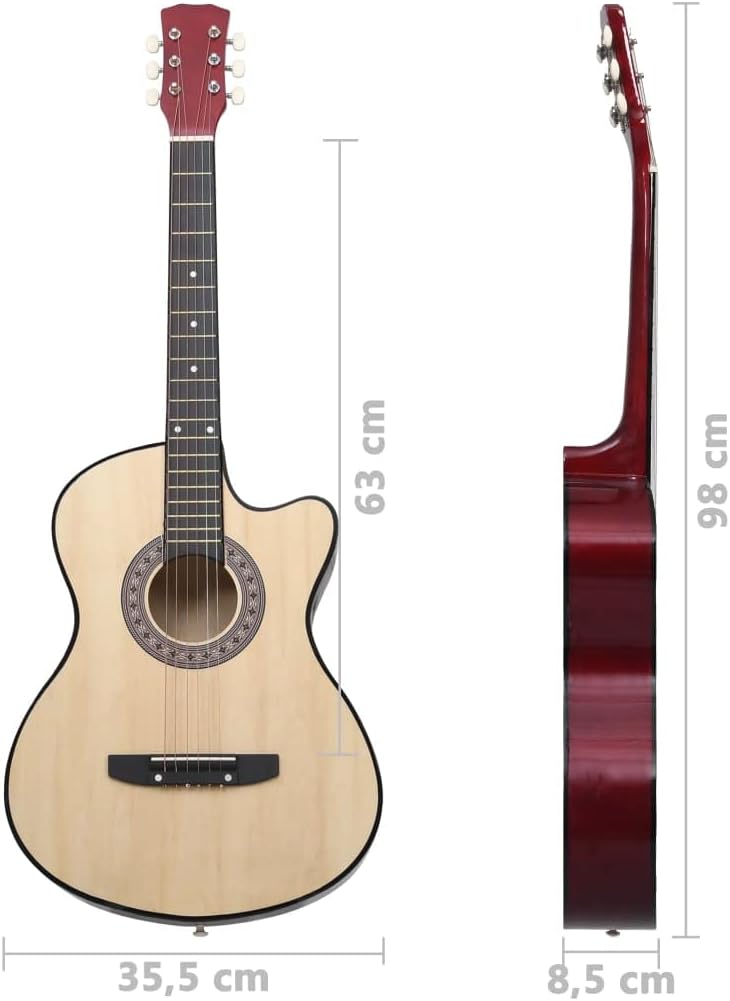 YAFF Western Acoustic Cutaway Guitar with 6 Strings 38