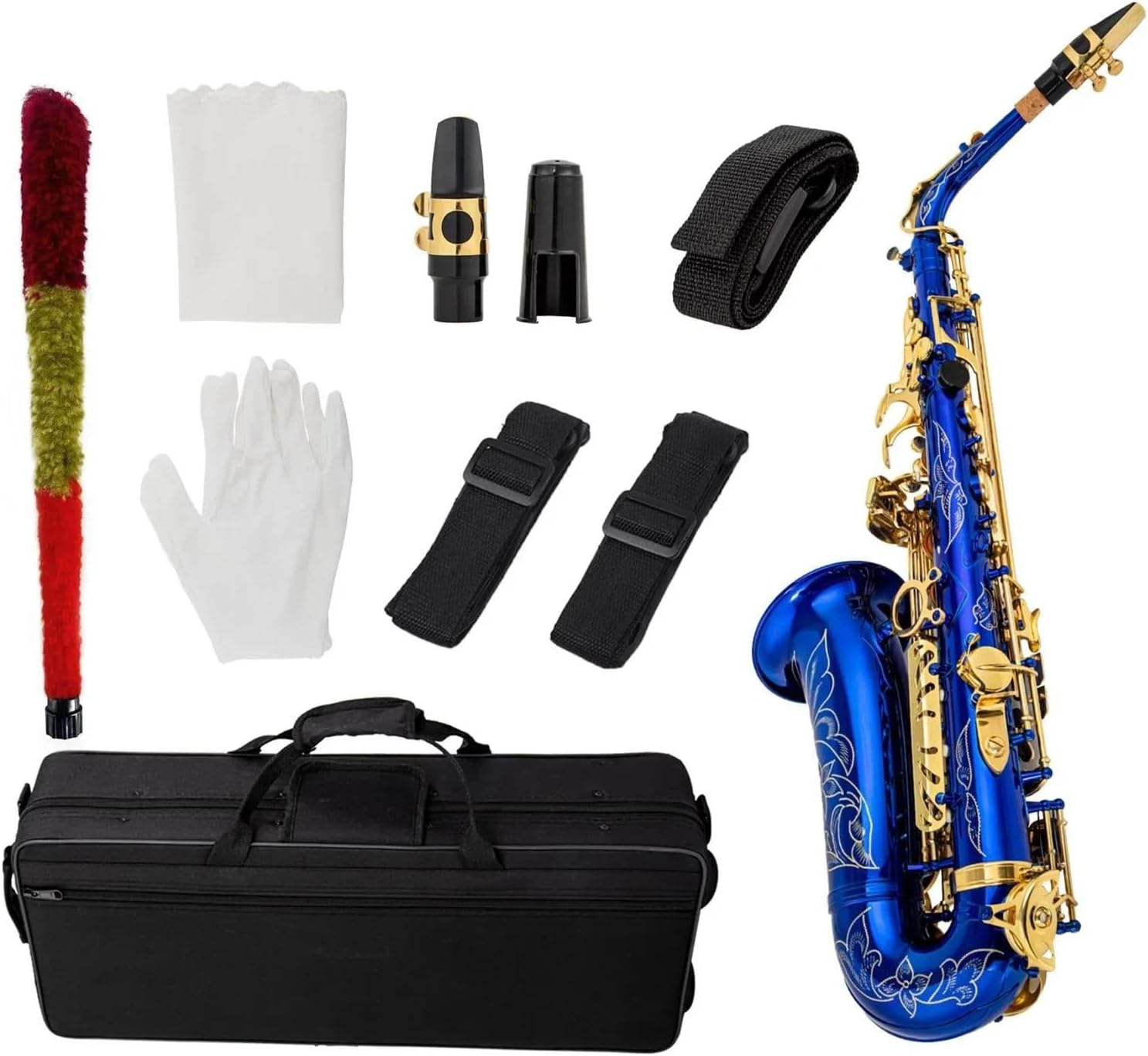 Woodwind Instruments Alto Saxophone Wind Instrument E Beginner Adult Professiona Grade Saxophone Full Set Of Accessories (Color : Blue)