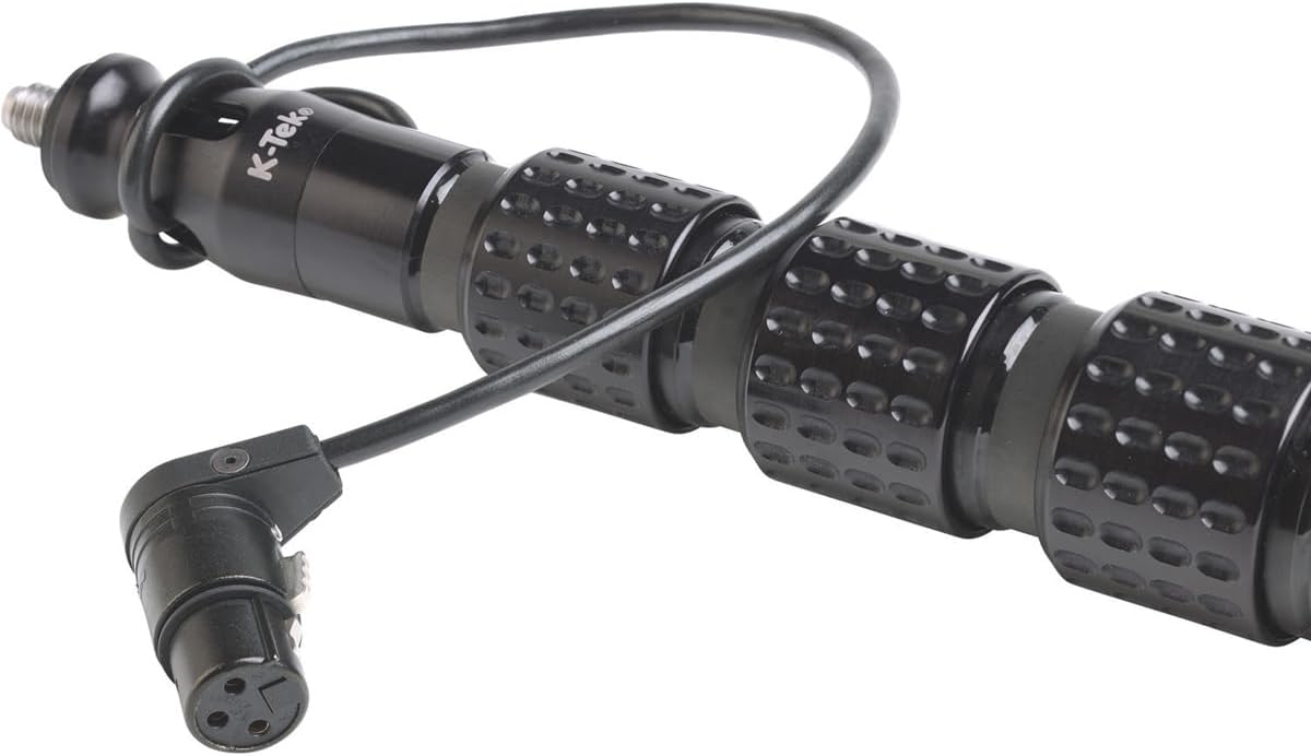 K-Tek KP12CCR 12' KlassicPro Graphite 6-Section Boompole with KPCK12 Internal XLR Coiled Cable and KPCCR Side Exit