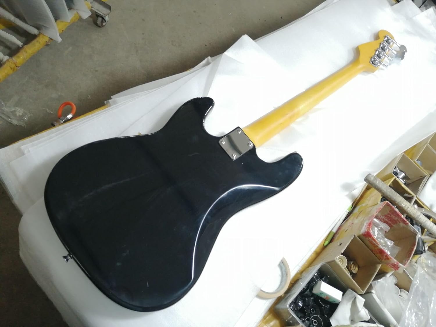 Custom Magic Black Color Precision Bass, Solid Body With Silver Mirror Pickguard, 4 Strings