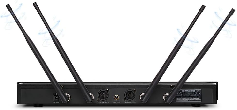 Dual Wireless Microphone System UHF Professional Vocal Karaoke Singing Cordless Digital Handheld Transmitter, SKM 9000, Black