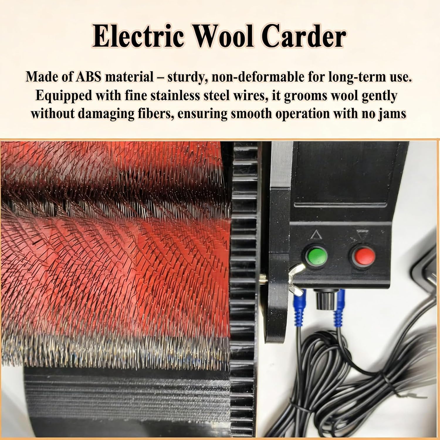 Electric Wool Combing Machine, Wool Fiber Drum Carding Machine, W/2 Foot Pedal Forward & Reverse, Fast Color Mixing, Combing, Spinning, for DIY Craft Make Felt Animals