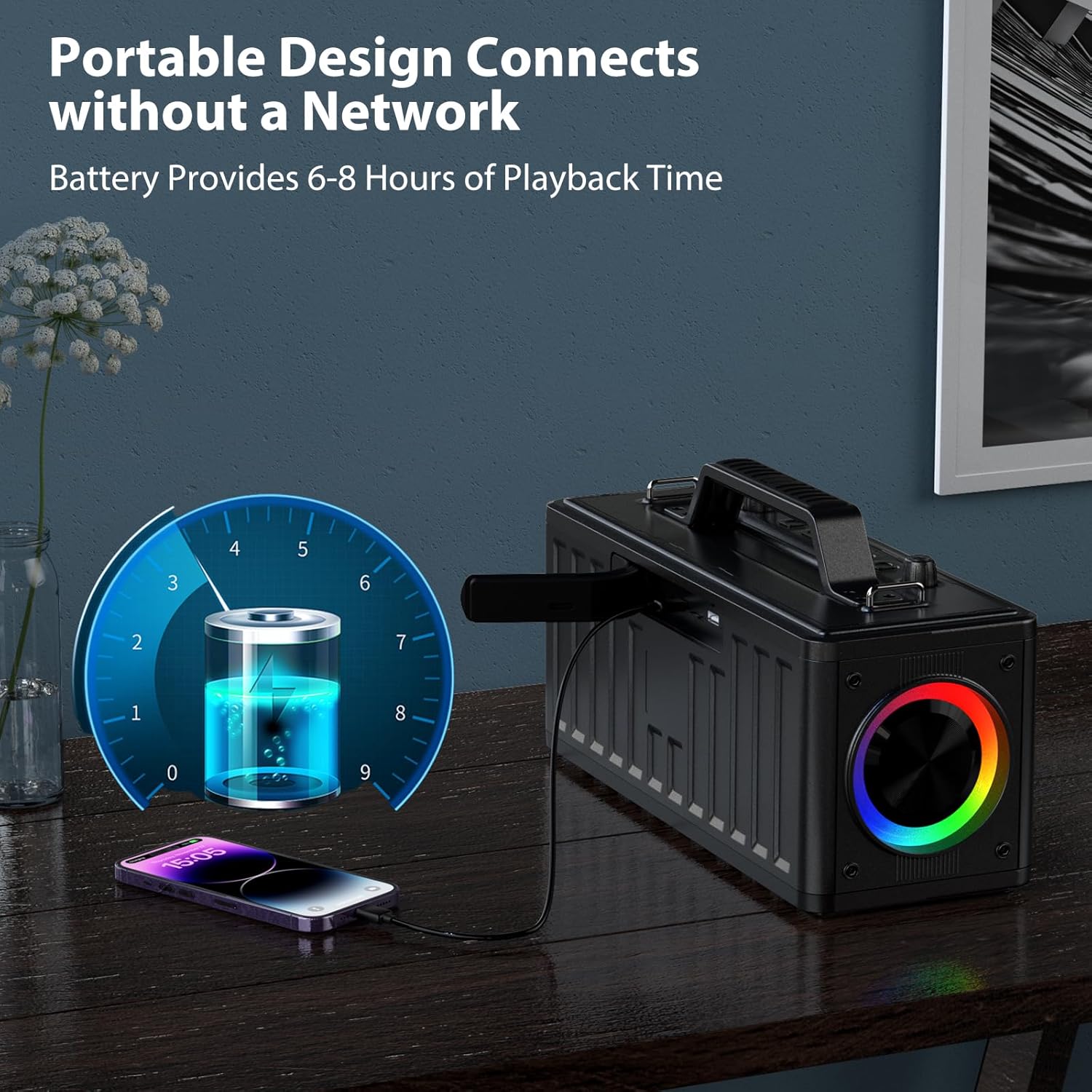 JYX Karaoke Machine for Adults with 2 Wireless Microphones，Portable Bluetooth Speaker, PA System with LED Lights for Home Party, Birthday Gifts, Supports REC/FM/AUX/USB/TF Live Broadcast