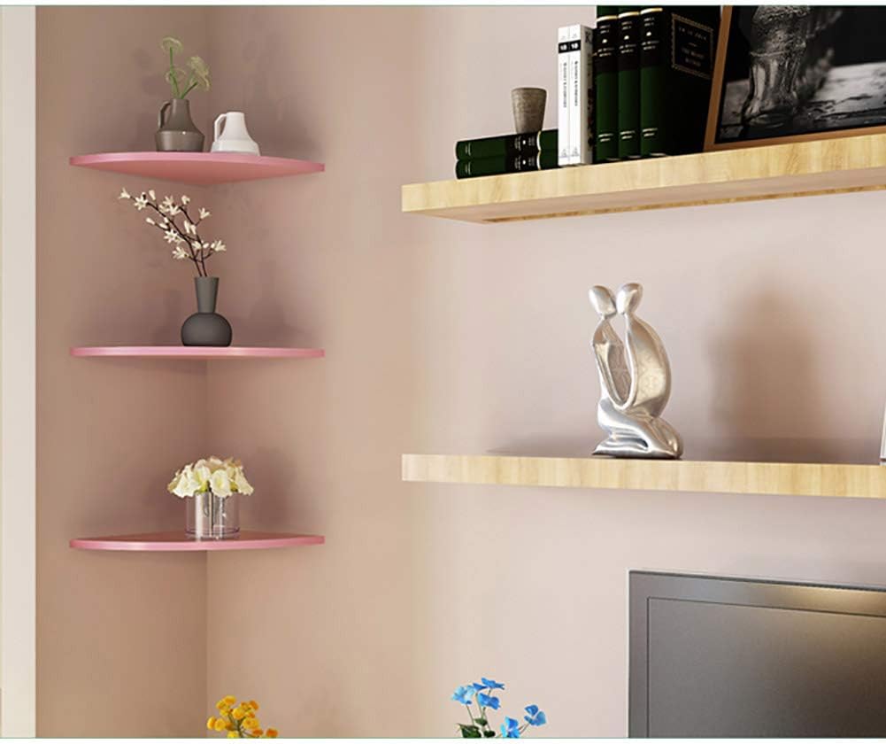 Wall Mount Corner Shelf Wood, Set of 3 No Drilling Wall Shelf Hanging Corner Shelves Floating Shelves for Books Office-Blue 25cm(10inch) (Blue 25cm(10inch))