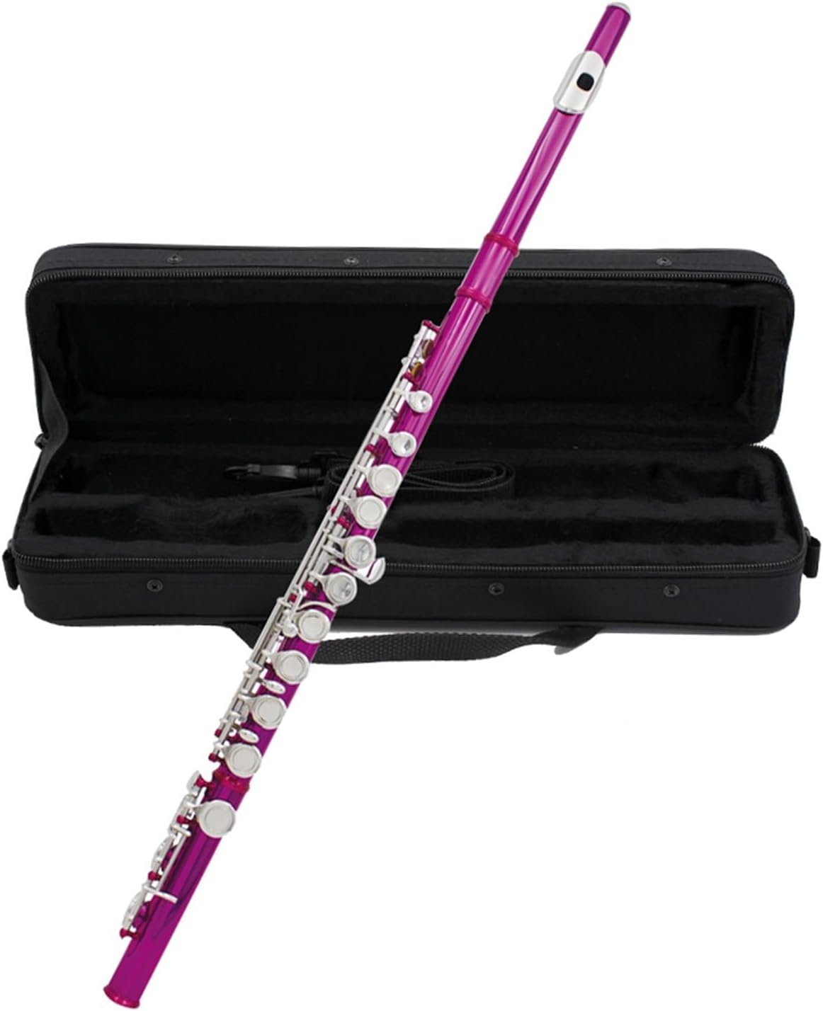 Flute 16 Close Holes C Key Flute Silver Plated Concert Flute with E Key Woodwind Instrument Flutes Musical Instruments (Color : Purple)