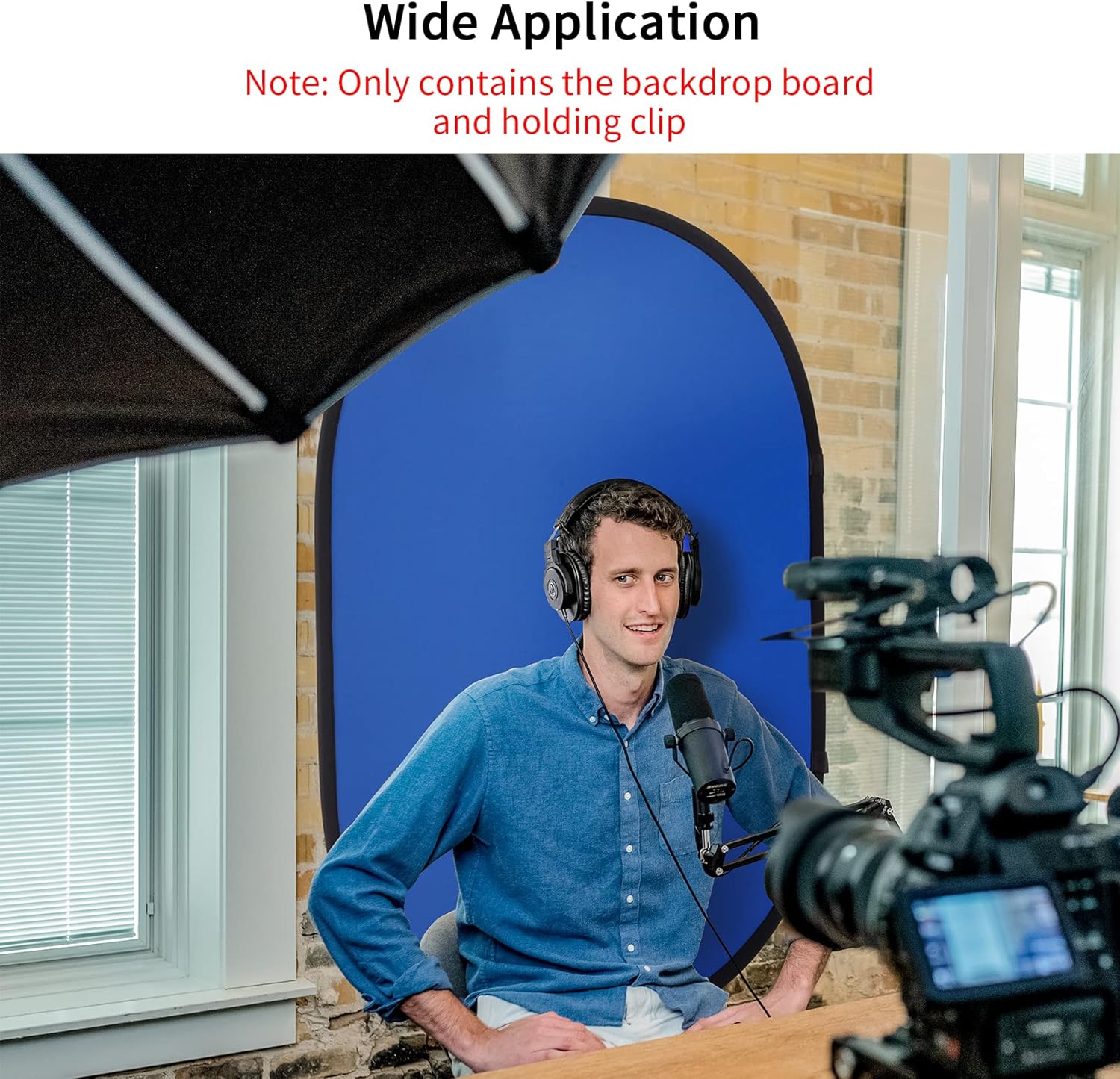 5x6.6ft Blue Grey Backdrop for Photography, 2-in-1 Pop Up Collapsible Photo Background with Clip and Carry Case for YouTube Videos Studio Props