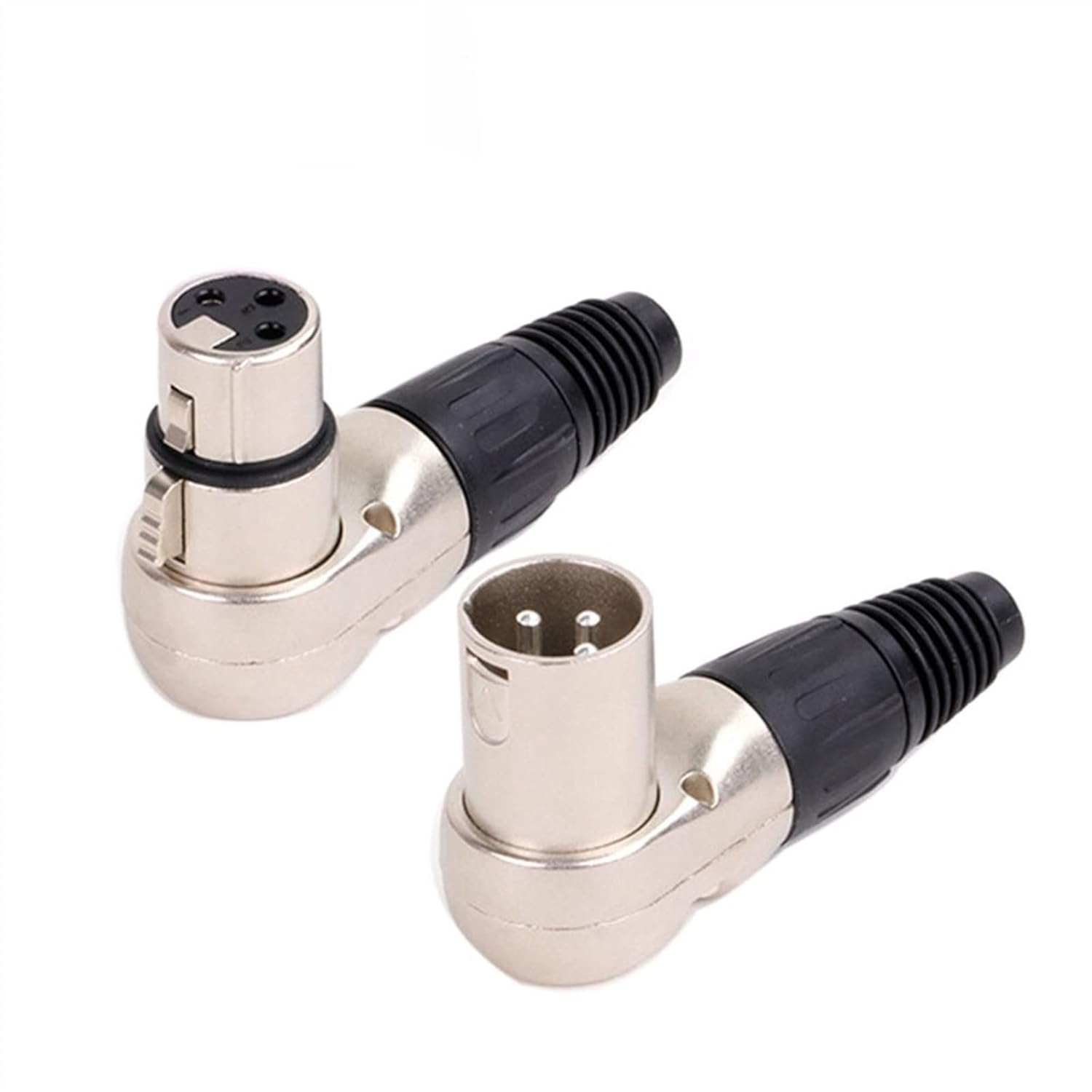 X L R Connector Audio Plug Microphone Plug 3pin Male Female Speaker Metal Right Angle Multi-Directional Wire Connector 10Pcs (Color : D1036F Silver)