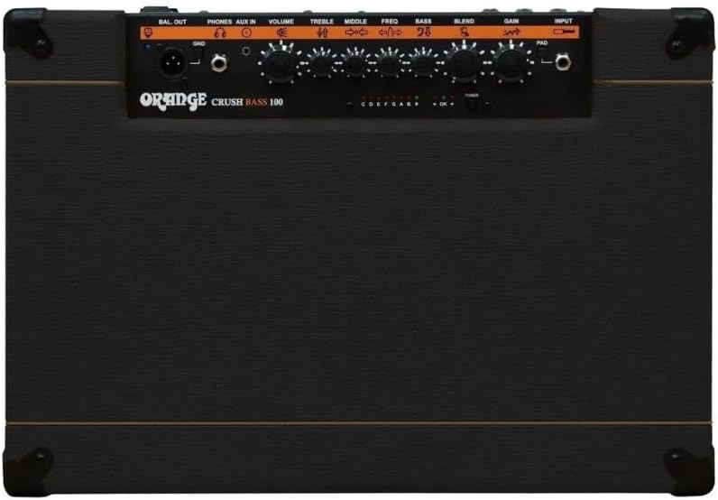 Orange Amps Crush Bass 50 1x12 50W Bass Combo Black Bundle w/Pig Hog Black Woven Instrument Cable, Power Cable and Liquid Audio Polishing Cloth