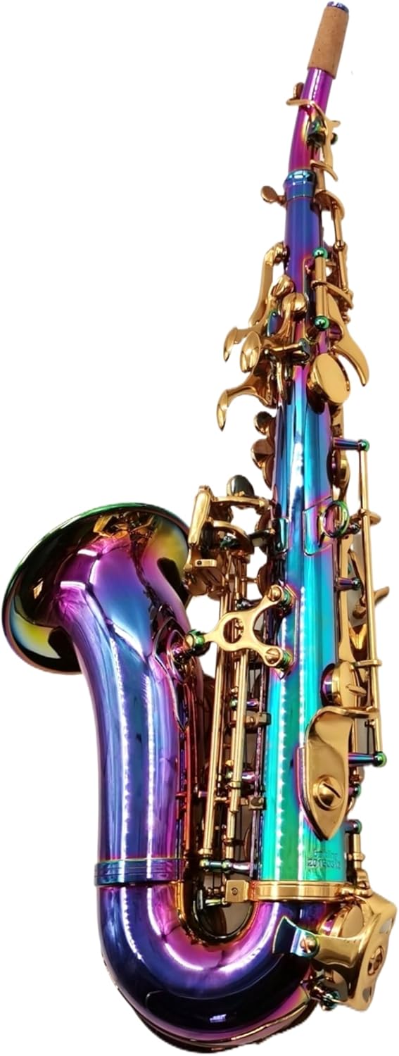 Eastern music pro use rainbow color curved soprano saxophone