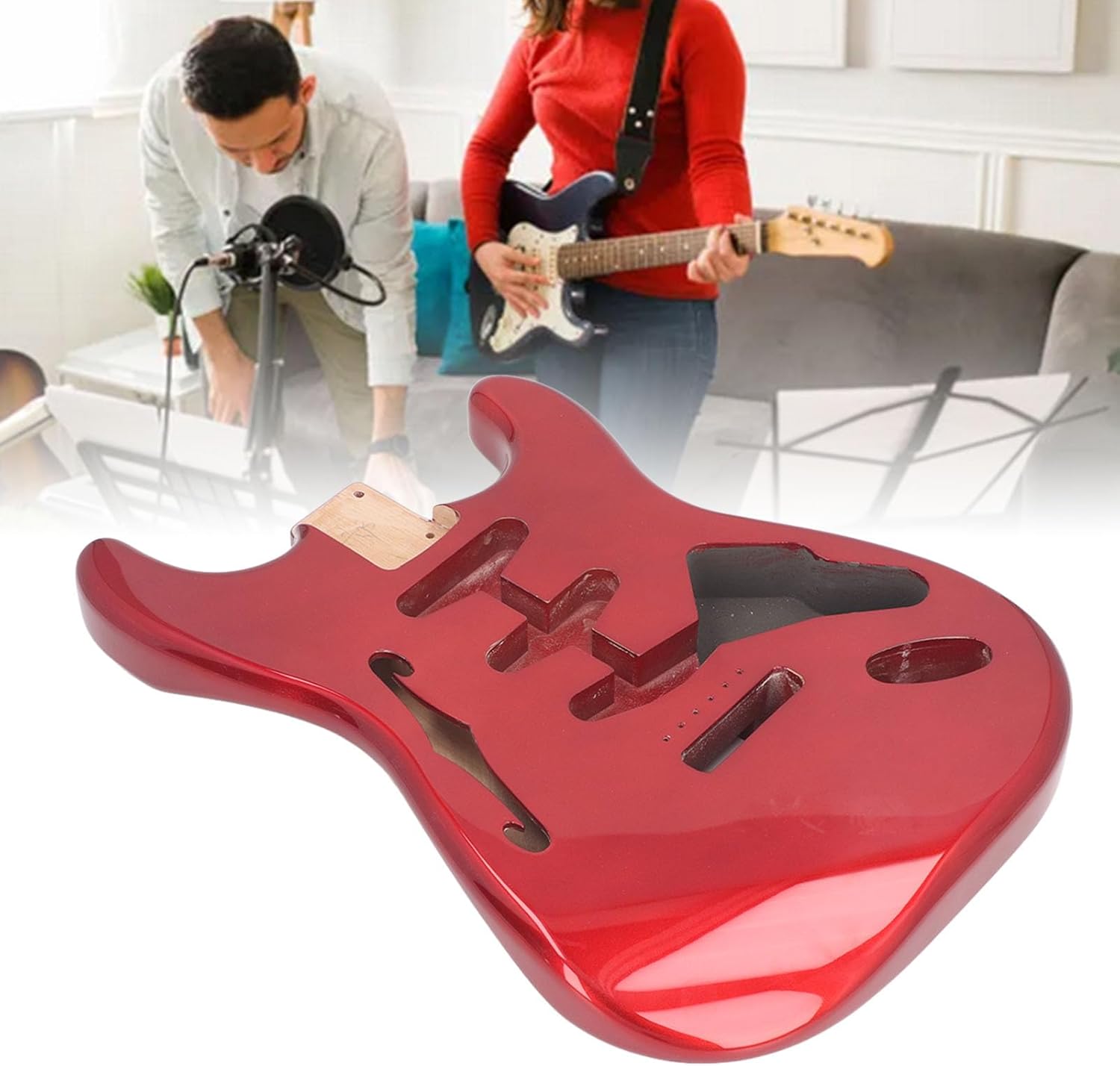 Electric Guitar Body, With SSS Wiring Way Design, Wooden Electric Guitar Body with High Gloss Finish for ST (GSB12ST Red
