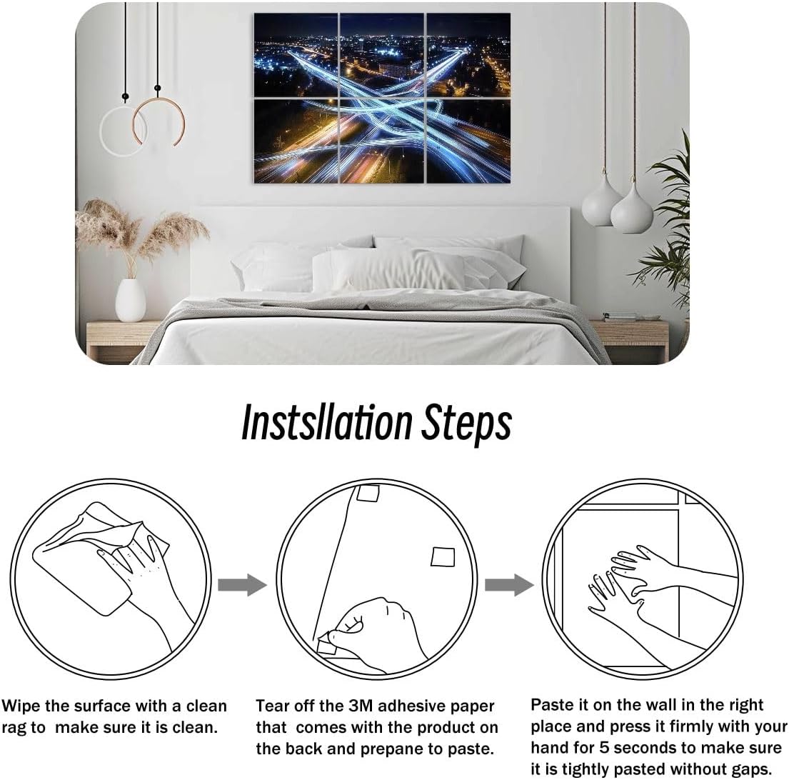 6 Pack Art Acoustic Panels Rush hour fast car moving night city Fast moving traffic drives moving Sound Absorbing Panel 48