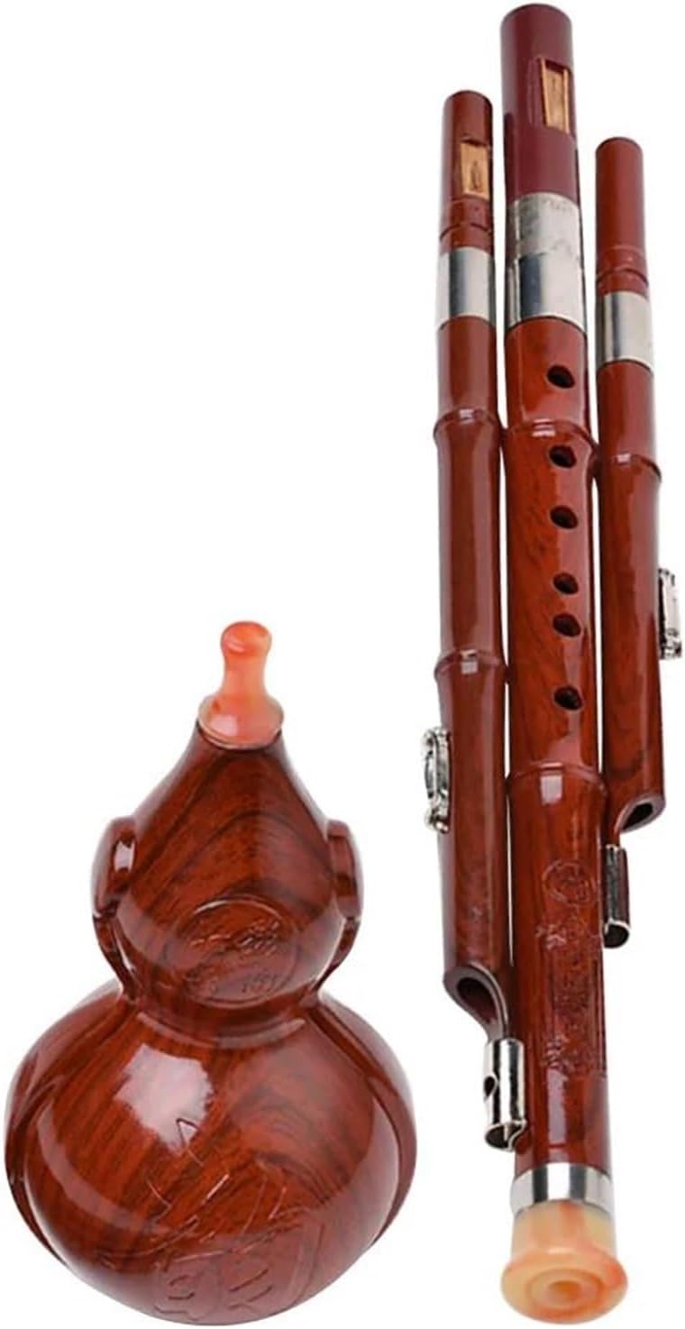 Hulusi Flute Traditional Woodwind Instrument Gourd Silk Musical Instruments Professional Hulusi Student(43x8cm)