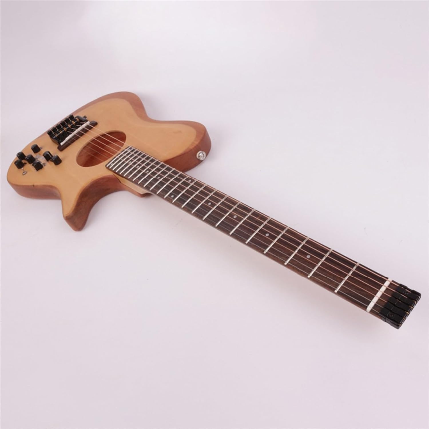 24 Frets Headless Silent Left/Right Hand Travel Mini Portable Built in Effector Electric Acoustic Guitar Professional Headless Guitar (Color : Right 01)
