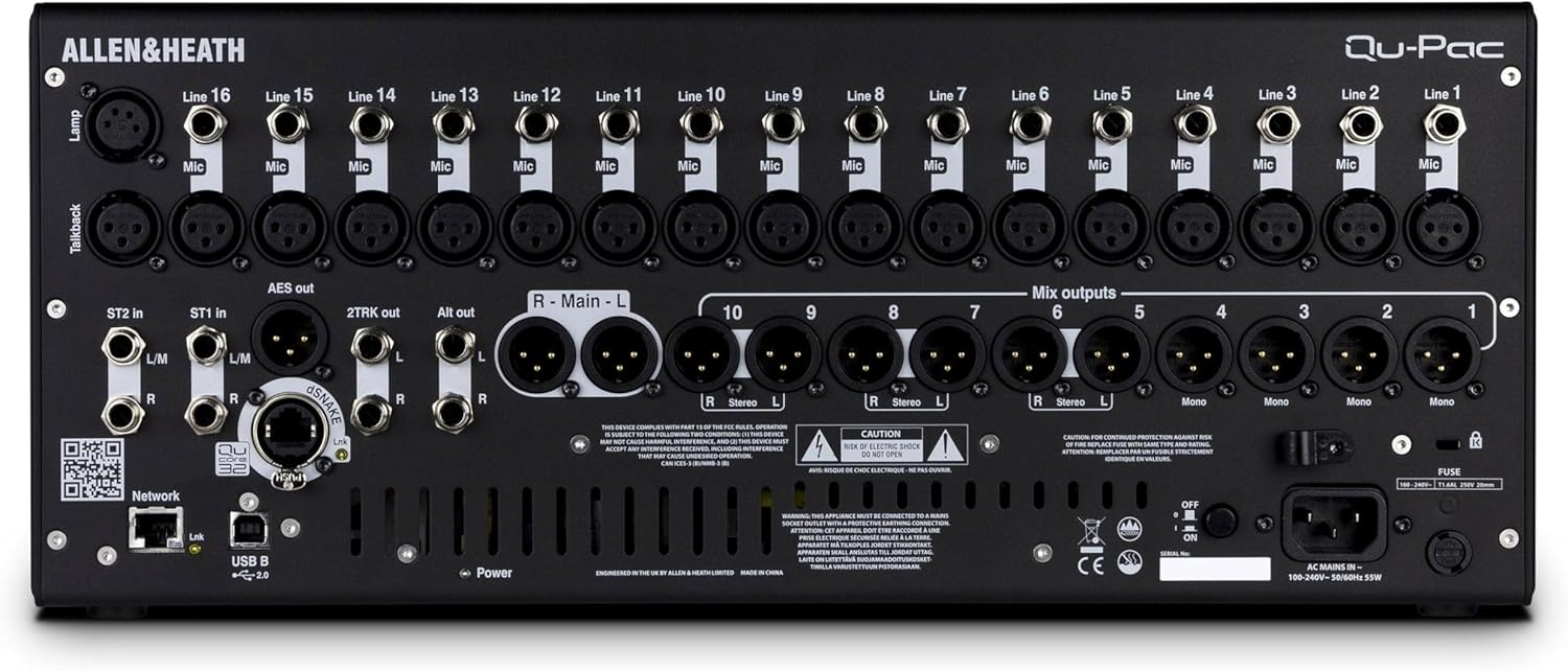 Allen & Heath QU-PAC 16-In/12-Out Ultra Compact Digital Mixer with Touchscreen Control,Black