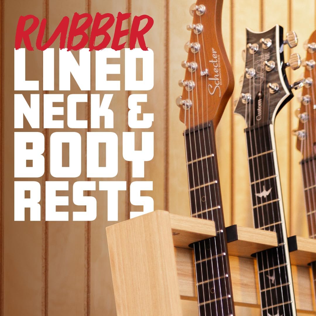 Gator Frameworks Wooden Multi Guitar Rack for up to (6) Guitars, Fits Electric, Acoustic, and Bass, Natural Maple Finish (GFW-GTR-WD6RK-MPL)