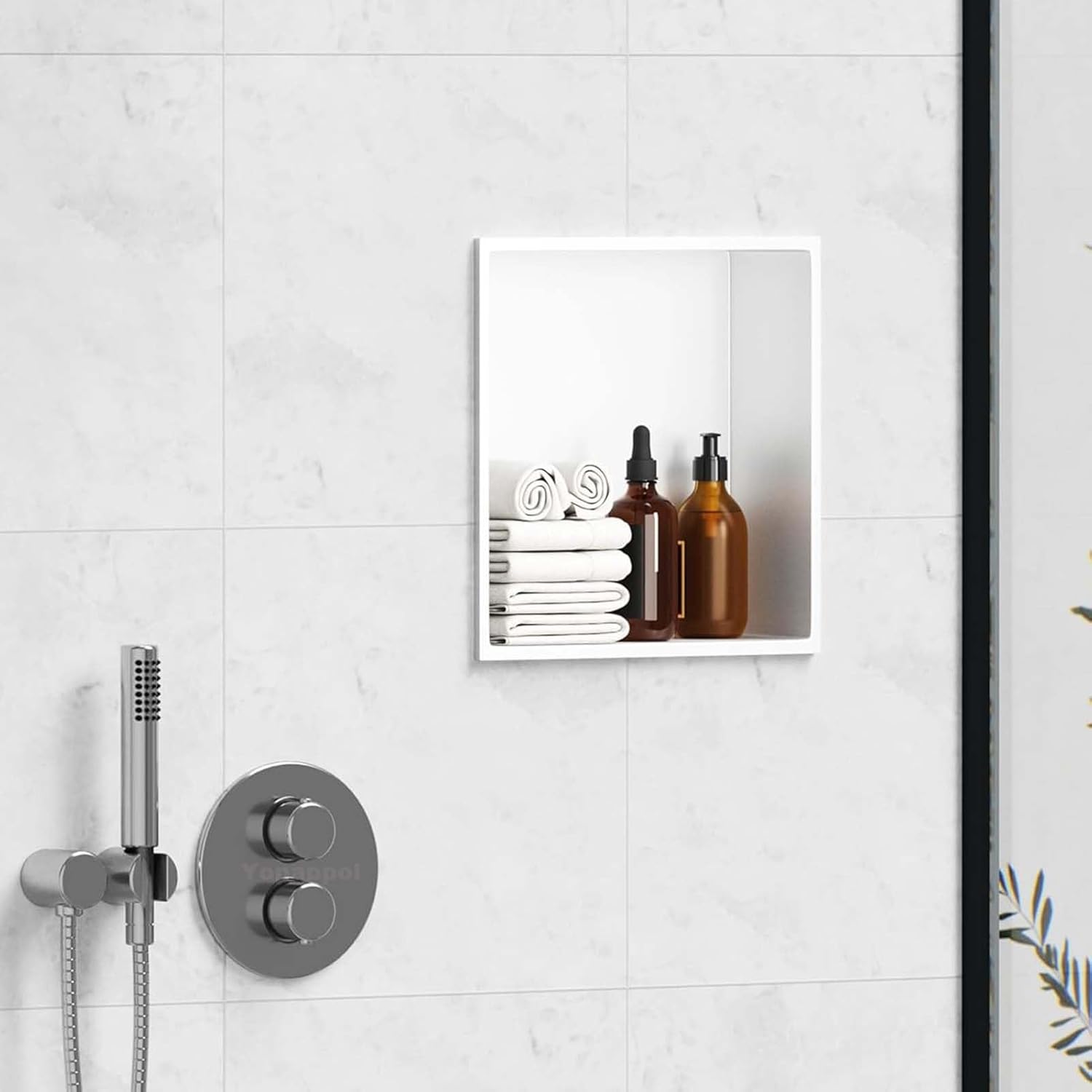 Shower Recessed Shelf 304 Stainless Steel, Waterproof Bathroom Niche Tile Ready Organizer Shelf, Wall Mount Bathroom Shower Storage(70cmx28cmx12.5cm)