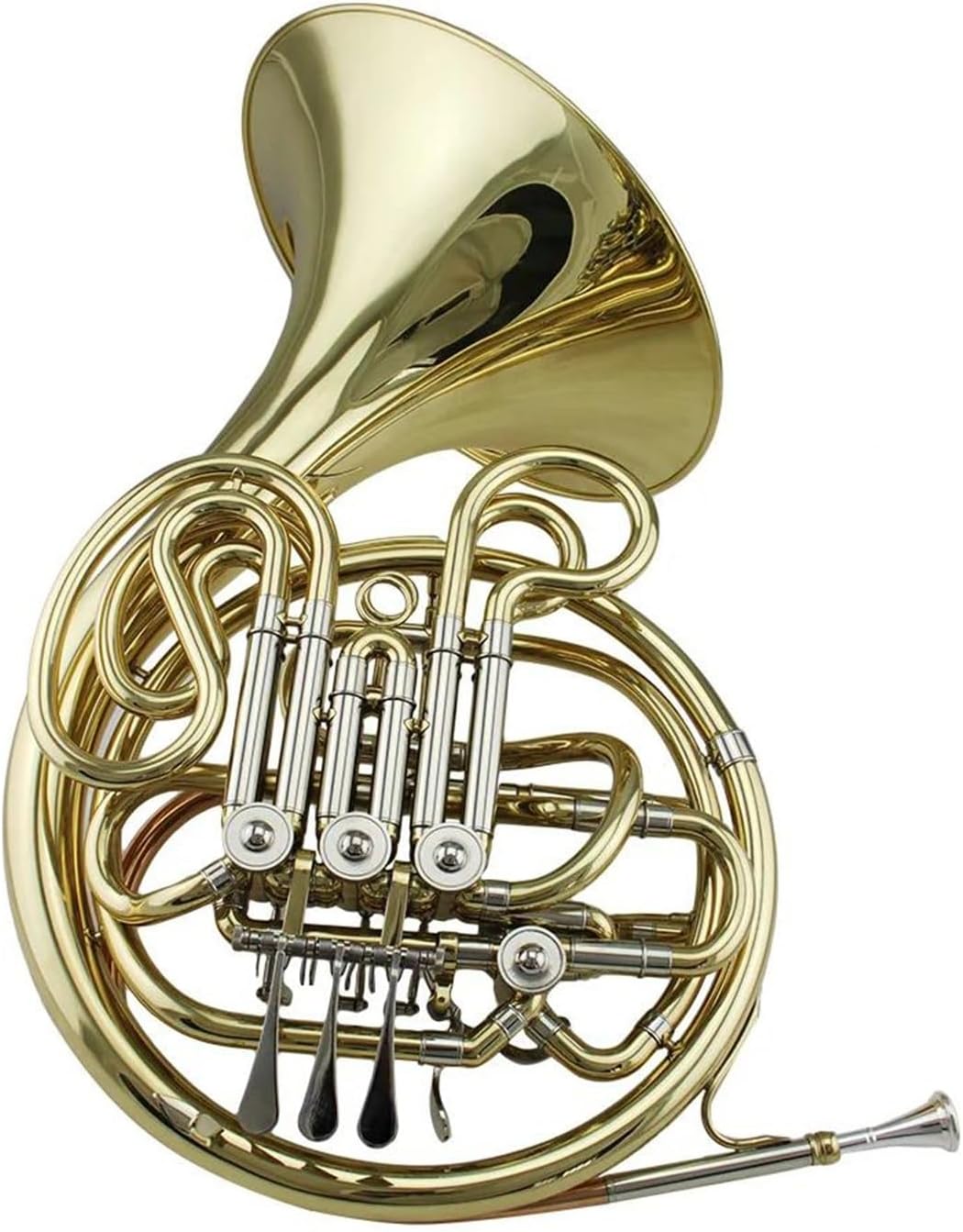 Professional Gold Lacquer 4 Key Double French Horn