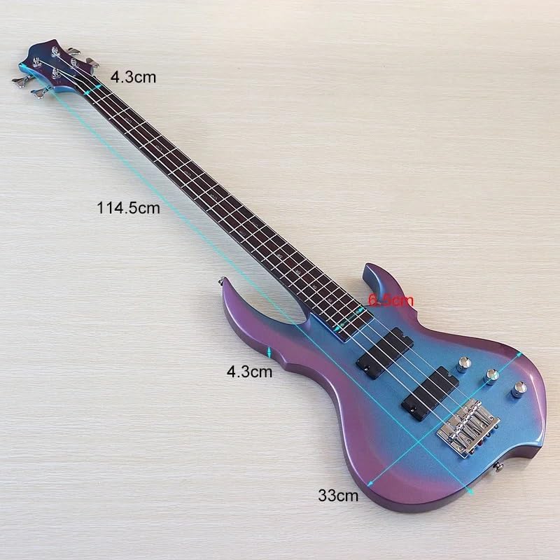 4-String Electric Bass Guitar, 43-Inch Full Size, Neck-Through,24-Fret Rosewood Fretboard,Double Tremolo System