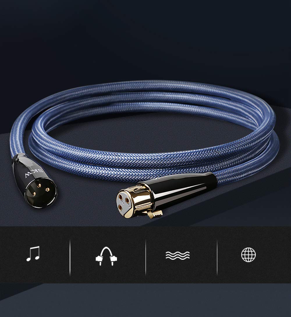SKW Single OFC Balanced XLR Male to XLR Female 3 PIN Microphone Cable (9.8ft, 3M)