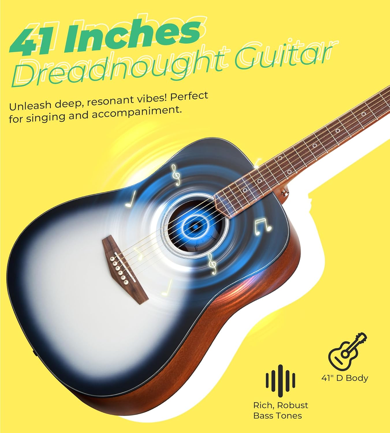 Vangoa 5-String Banjo & 41 In Dreadnought Acoustic Guitar Music Bundle – High-Quality Complete Starter Instruments Bundle for Beginners Teens, Adults & Seniors