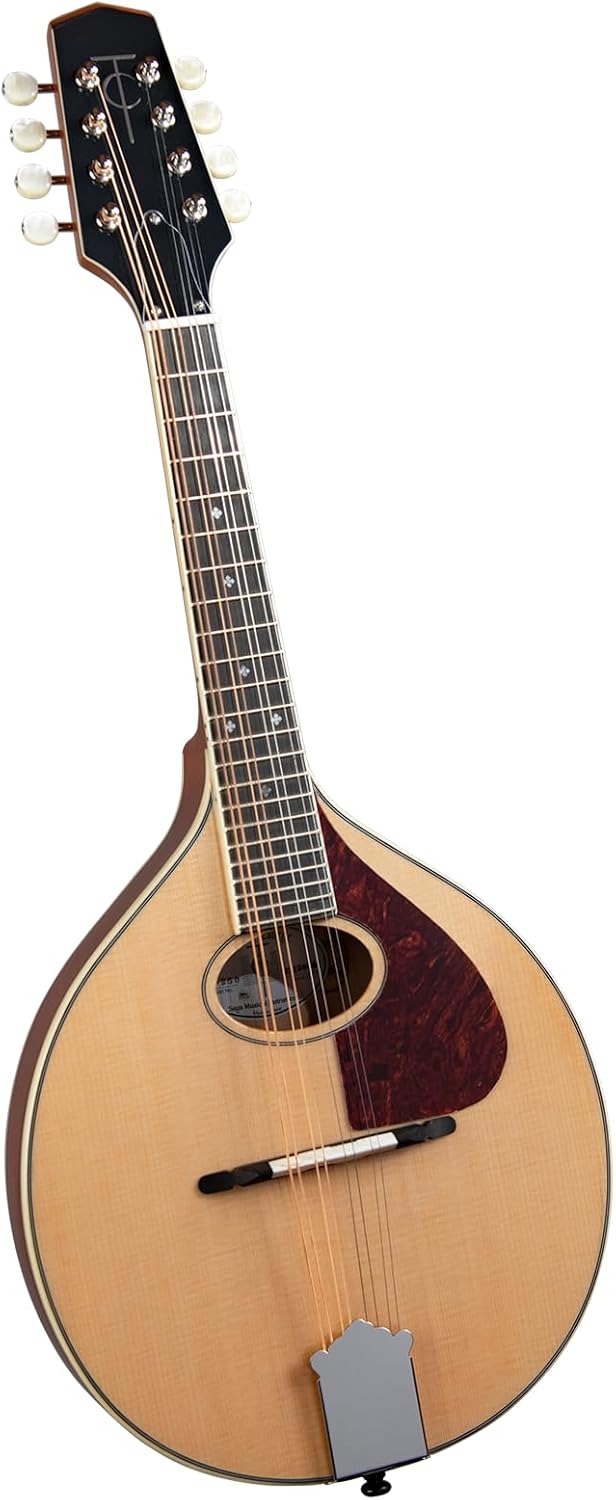 Trinity College TM-250 Standard Celtic Mandolin – Natural Top – Solid Spruce & Maple, Santos Rosewood Fingerboard, Includes Gig Bag