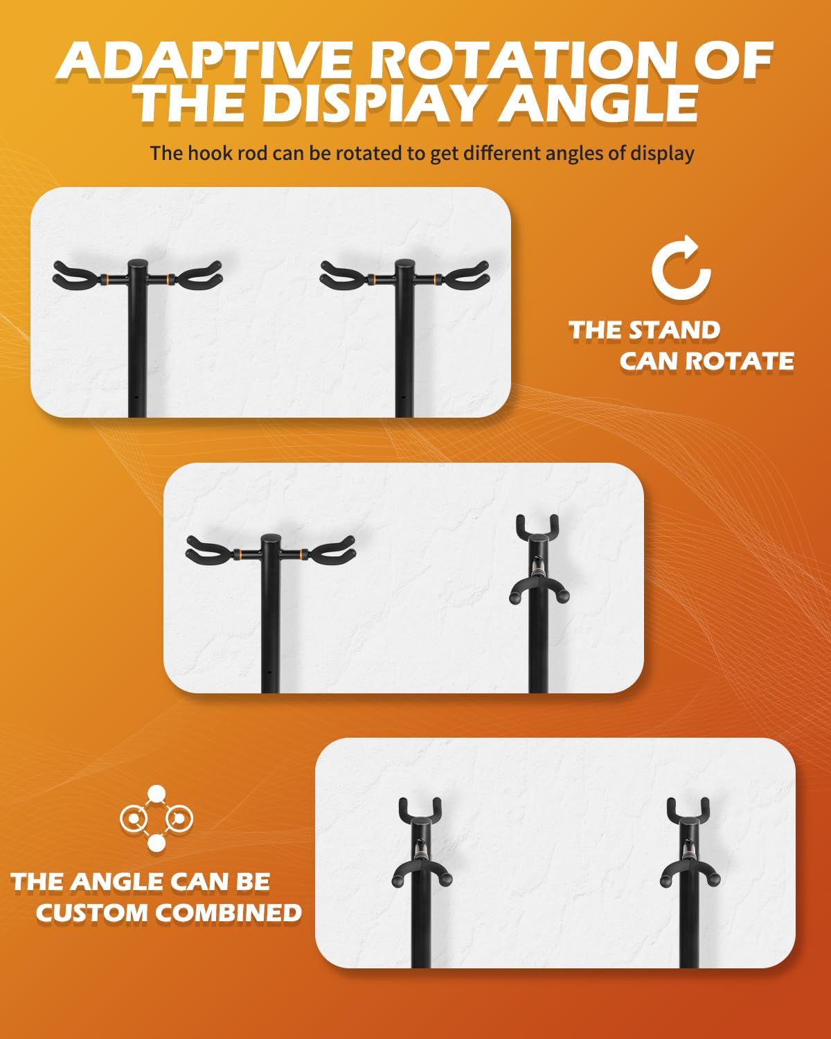 STRICH Guitar Stands Floor, 4 Adjustable Guitar Stand Holder, Heavy Duty 4 Guitar Stand for Acoustic Electric Guitars Bass Banjos, Folding Multi Guitar Stands 4-Holder, FH-S4U Black