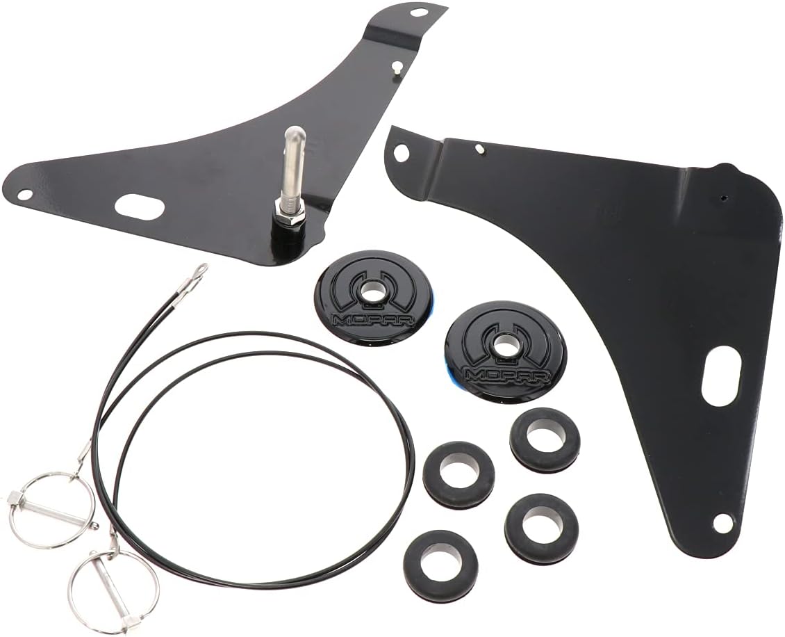 Mopar Dodge Challenger Black Race Hood Down Catch pin Lock Out Quick Cable kit